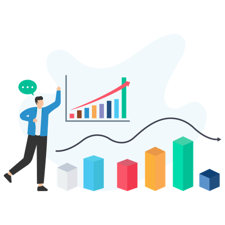 Businessman analysing market graph  Illustration