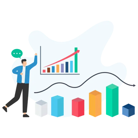 Businessman analysing market graph  Illustration