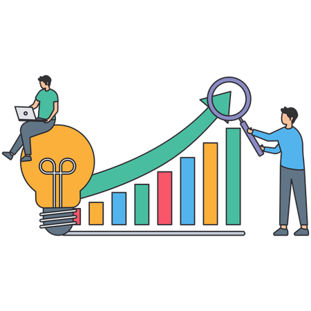 Businessman analysing market performance  Illustration