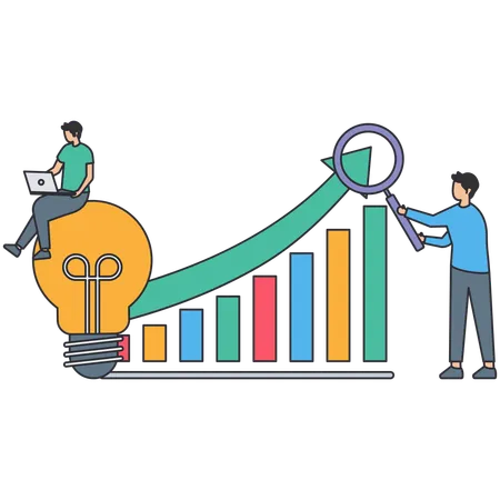 Businessman analysing market performance  Illustration