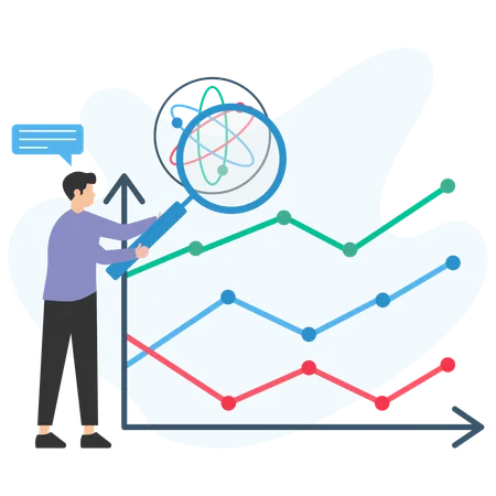 Businessman analysing market progress  Illustration