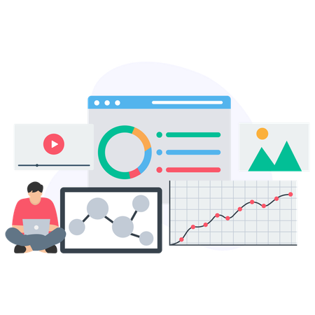 Businessman analysing market share  Illustration