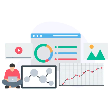 Businessman analysing market share  Illustration