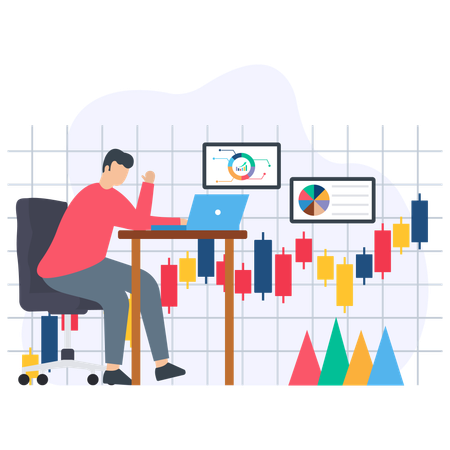 Businessman analysing market share value  Illustration