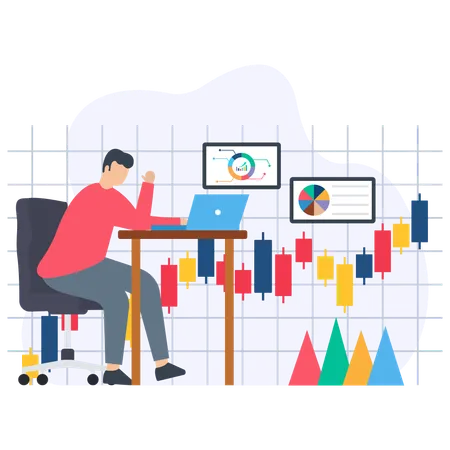 Businessman analysing market share value  Illustration