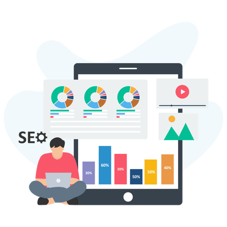 Businessman analysing market statistics  Illustration