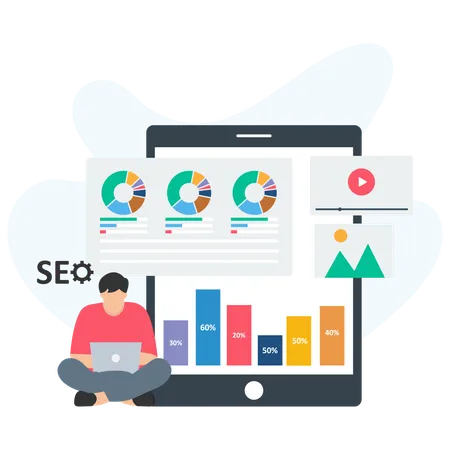 Businessman analysing market statistics  Illustration