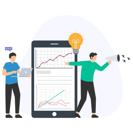 Businessman analysing market trends  Illustration