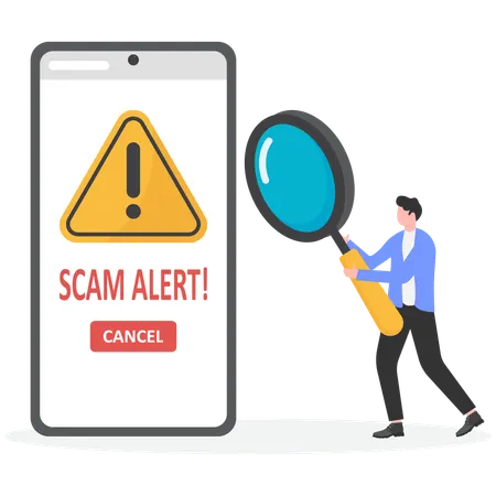 Businessman analysing online scam  Illustration
