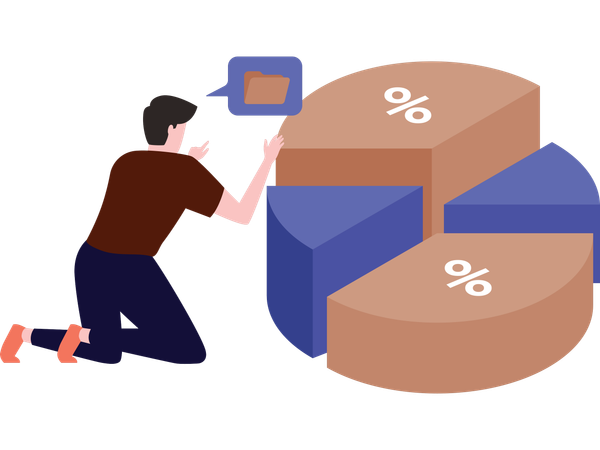 Businessman analysing percentage graph  Illustration