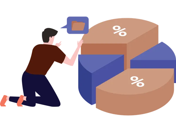 Businessman analysing percentage graph  Illustration