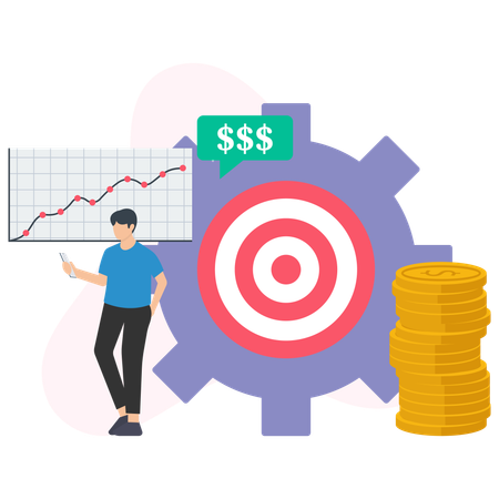 Businessman analysing profit statement  Illustration