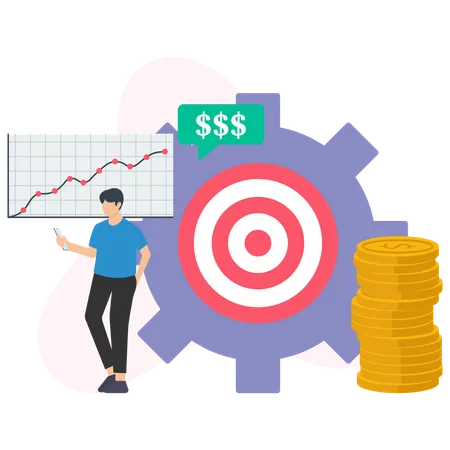 Businessman analysing profit statement  Illustration