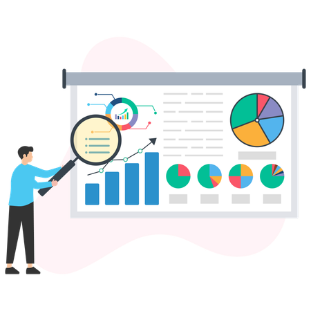 Businessman analysing research report  Illustration