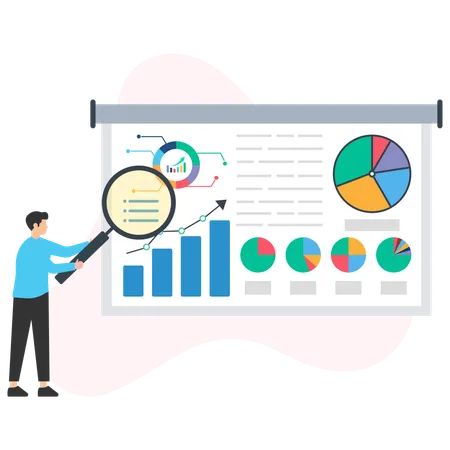 Businessman analysing research report  Illustration