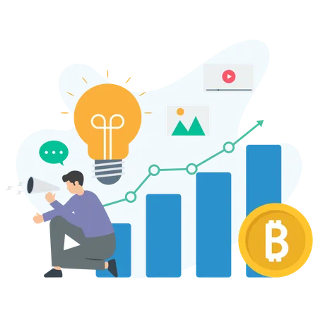 Businessman analysing sales graph  Illustration