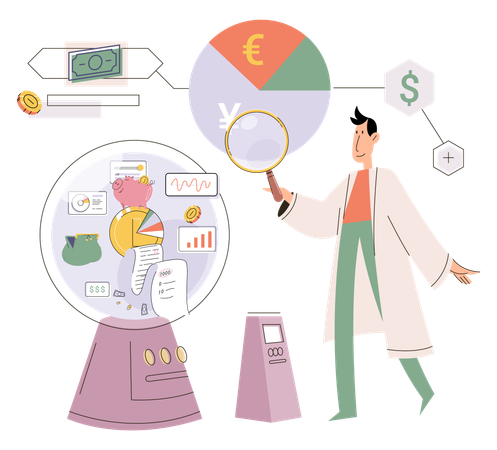 Businessman analysing stock market data  Illustration