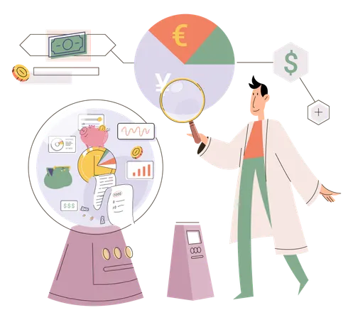 Businessman analysing stock market data  Illustration