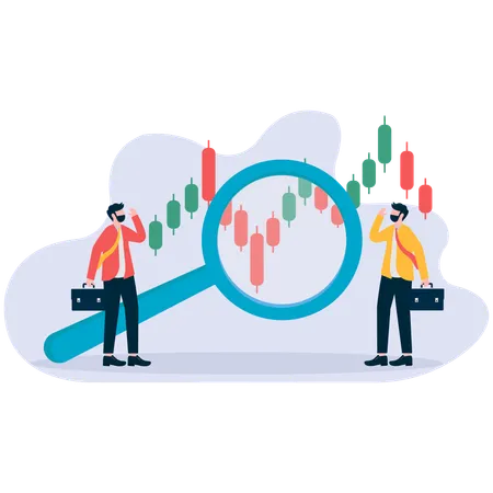 Businessman analysing stock market graph  Illustration