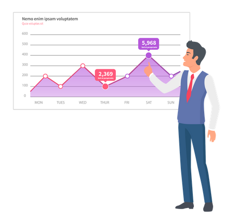 Businessman analysis digital marketing report  Illustration