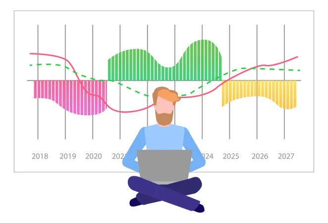 Businessman analysis digital report with data  Illustration