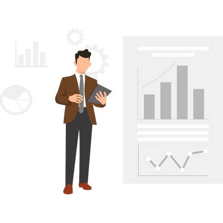 Businessman analysis report with data Illustration