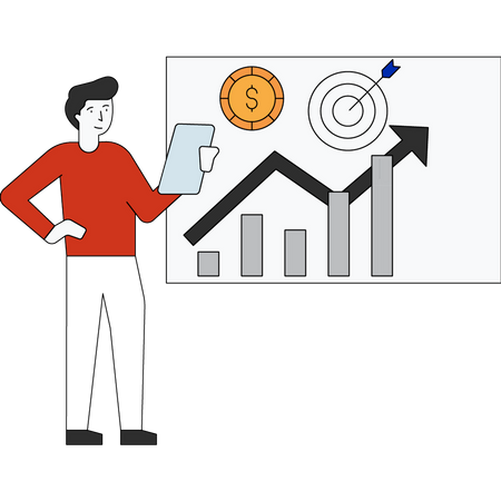 Businessman analysis report with data  Illustration