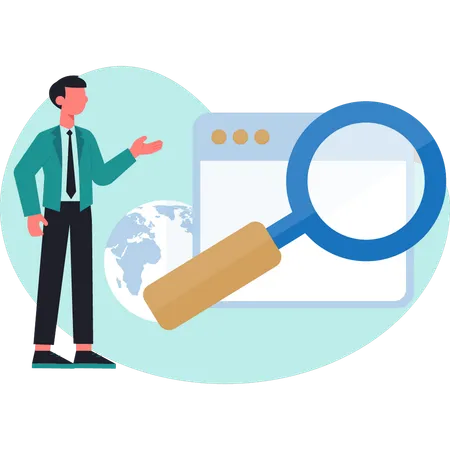 Businessman analysis web services  Illustration