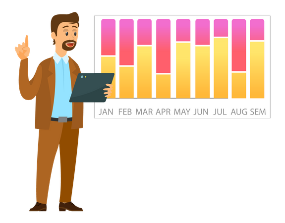 Businessman Analysis yearly report  Illustration