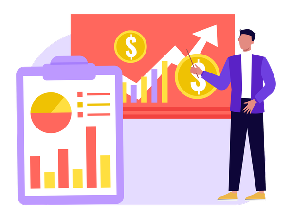 Businessman Analyze Business graph  Illustration