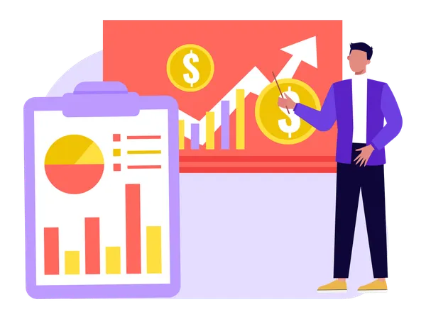 Businessman Analyze Business graph  Illustration