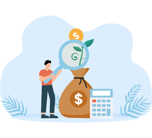 Businessman analyze financial resource with growth profit  Illustration