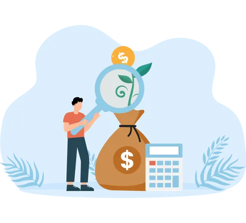 Businessman analyze financial resource with growth profit  Illustration