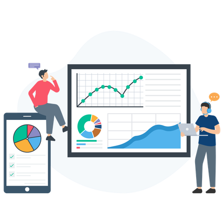 Businessman Analyze Market Chart  Illustration