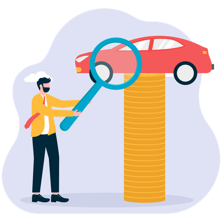 Businessman analyzed Car prices  Illustration