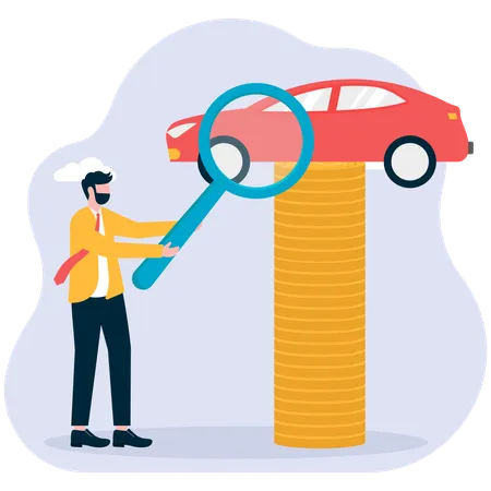 Businessman analyzed Car prices  Illustration