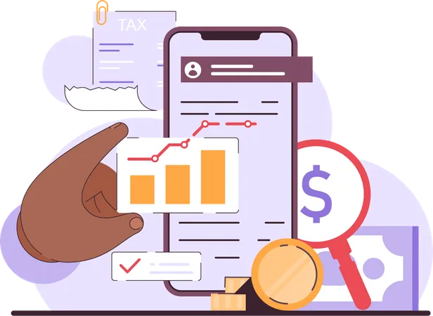 Businessman analyzes business graphs  Illustration