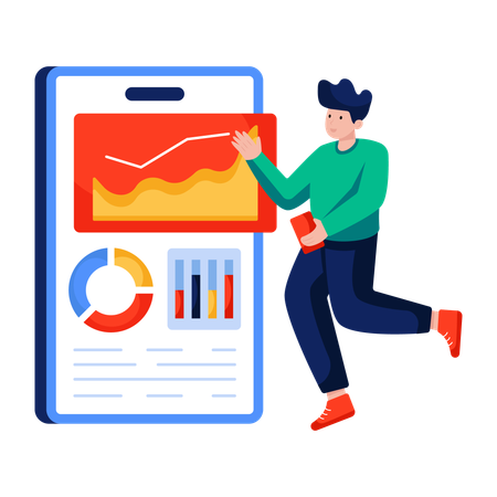 Businessman analyzes Business report  Illustration