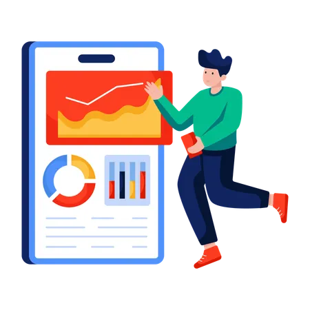 Businessman analyzes Business report  Illustration
