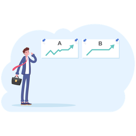 Businessman analyzes charts  Illustration