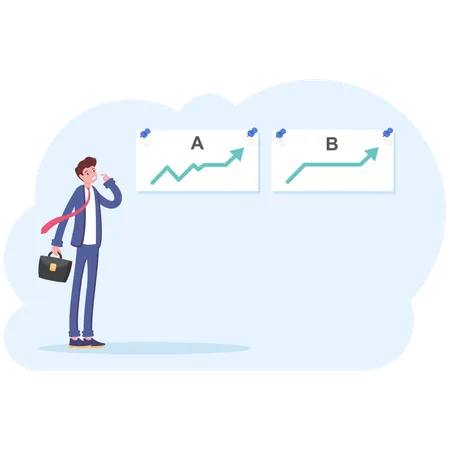 Businessman analyzes charts  Illustration