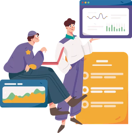 Businessman analyzes data analysis in meeting  Illustration