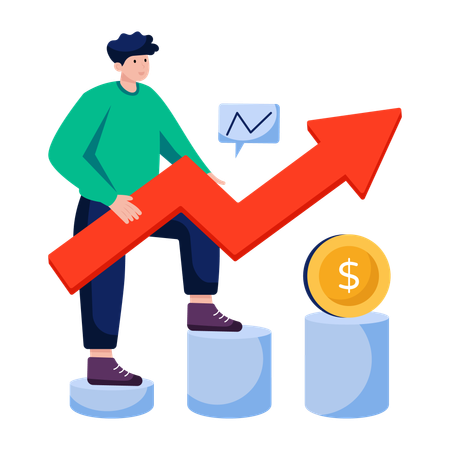 Businessman analyzes Financial chart  Illustration