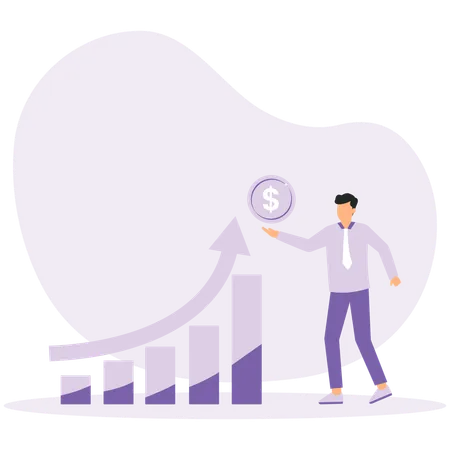 Businessman analyzes financial graph  Illustration