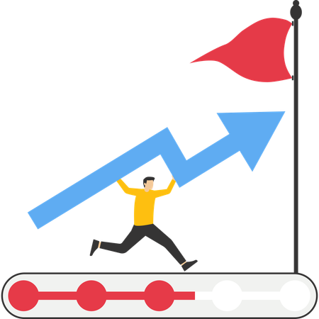 Businessman analyzes goal growth  Illustration