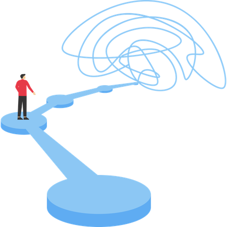 Businessman analyzes problems and chaos  Illustration