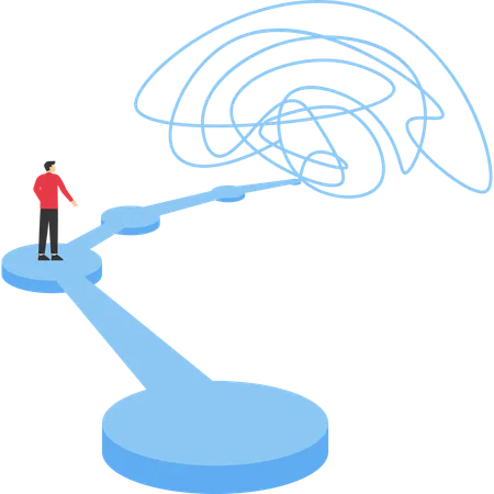 Businessman analyzes problems and chaos  Illustration