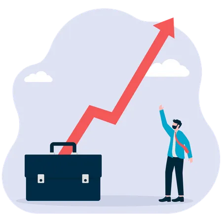 Businessman analyzes profit graph  Illustration