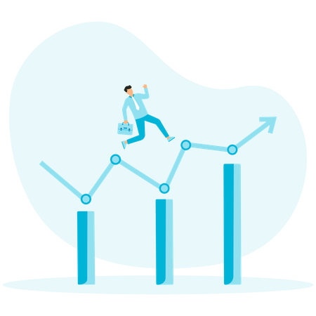 Businessman analyzes profit graph  Illustration