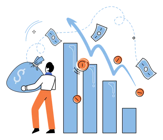 Businessman analyzes profit graph  Illustration